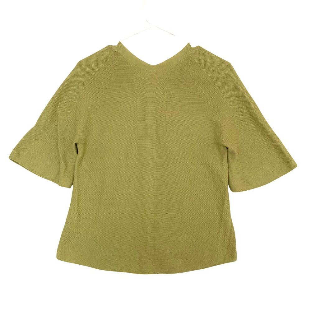 Uniqlo Green Cotton V-Neck Short Sleeve Casual Knit Top - Picture 2 of 6